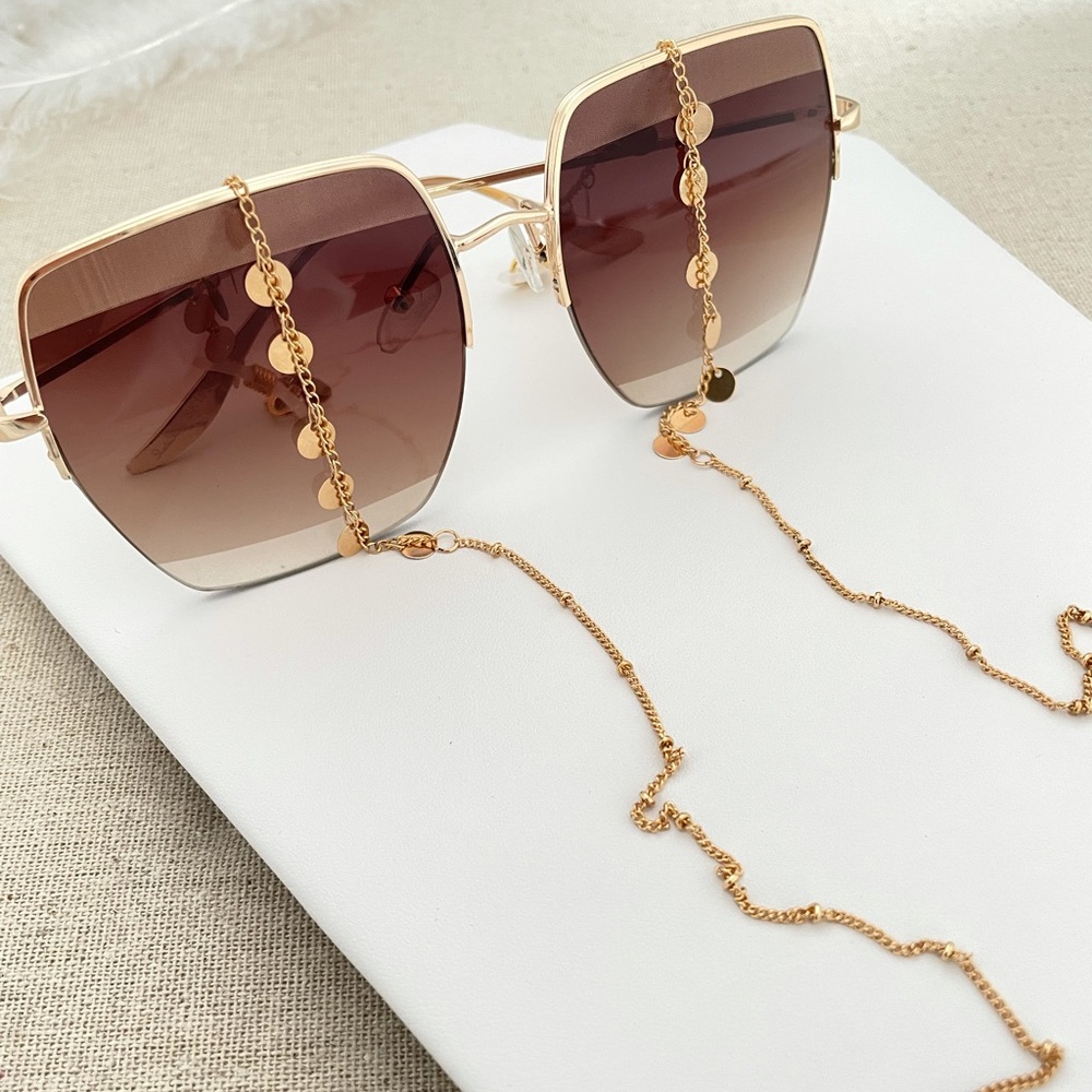 Eye Glass Sunglass Face Mask Gold Plated Chain